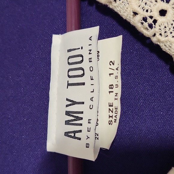 Vintage Plus Size Deadstock Royal Purple Lace Collar Dress - Picture 2 of 7